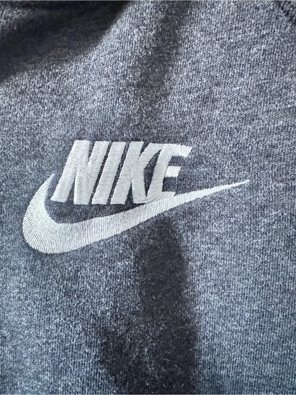 Nike Youth Dark Gray Full-Zip Hoodie with White Logo-Large
